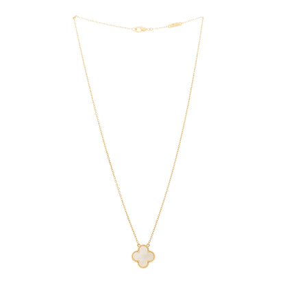 Van Cleef & Arpels 18K Yellow Gold Mother of Pearl Vintage Alhambra Pendant Necklace 4 of 9