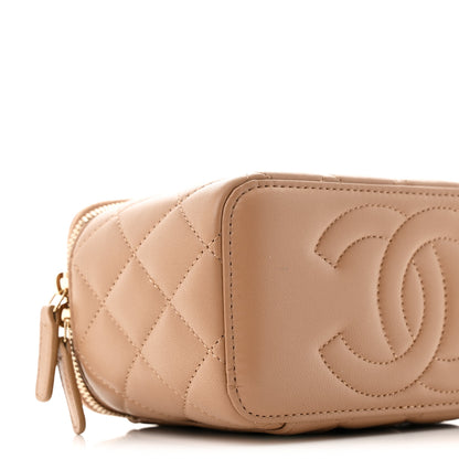 Chanel Lambskin Quilted Metal Small Top Handle Vanity Case With Chain Beige 9 of 11