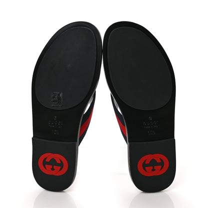 Gucci Nylon Calfskin Web Mens GG Thong Sandals 10.5 Blue Red Black 5 of 9