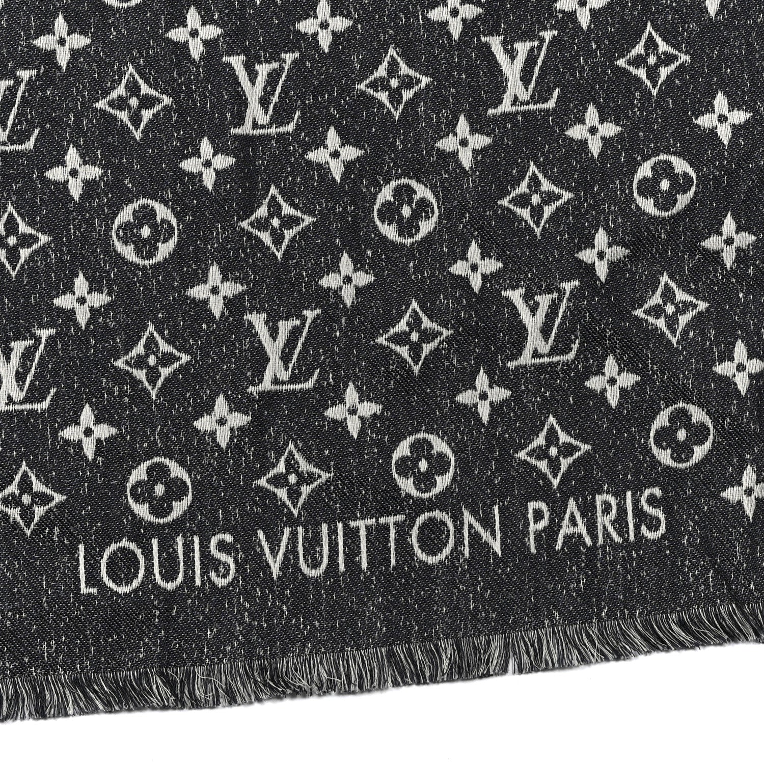 Louis Vuitton Cotton Wool Silk My Daily Denim Shawl Gray 3 of 3