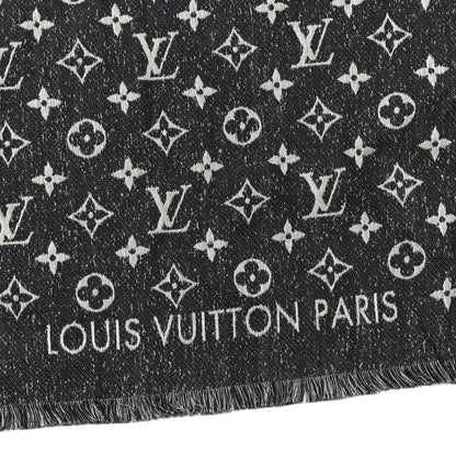 Louis Vuitton Cotton Wool Silk My Daily Denim Shawl Gray 3 of 3