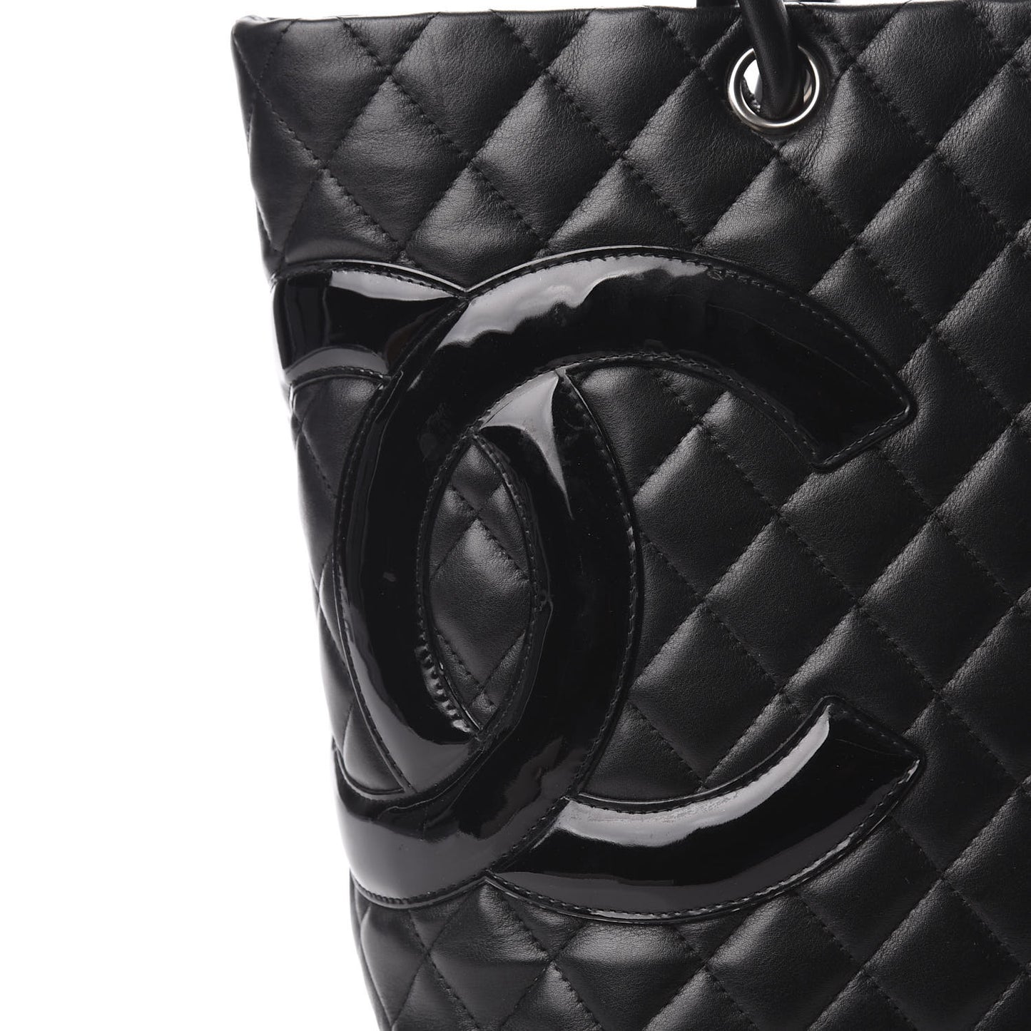 Calfskin Quilted Large Cambon Tote Black