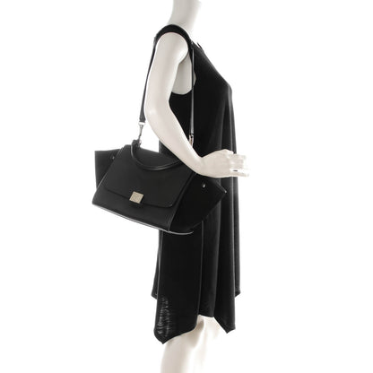 Celine Drummed Calfskin Suede Small Trapeze Black 2 of 8