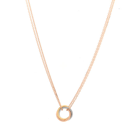 Cartier 18K Pink Yellow White Gold Trinity Double Chain Pendant Necklace 1 of 7