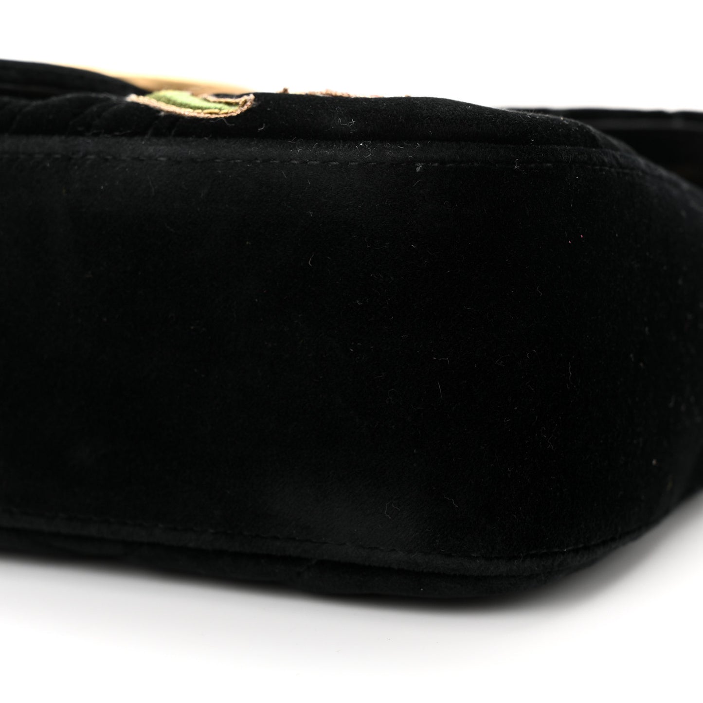 Velvet Matelasse Loved Embroidered Medium GG Marmont Shoulder Bag Black