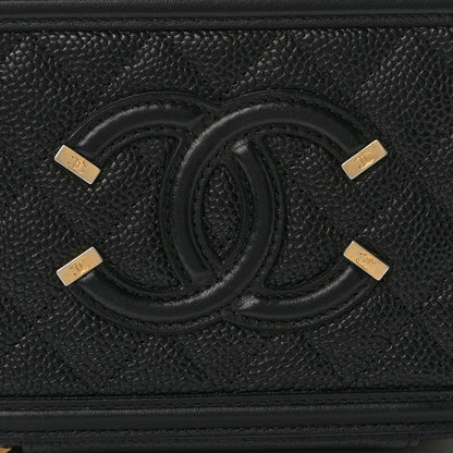 Chanel Caviar Quilted CC Filigree Vanity Clutch With Chain Black 8 of 10
