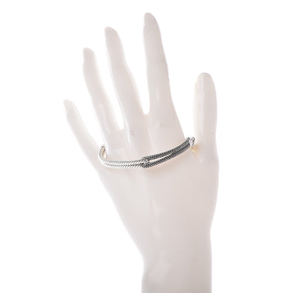 David Yurman Sterling Silver Black Diamond 7mm Petite Pave Single Loop Labyrinth Bracelet 2 of 4