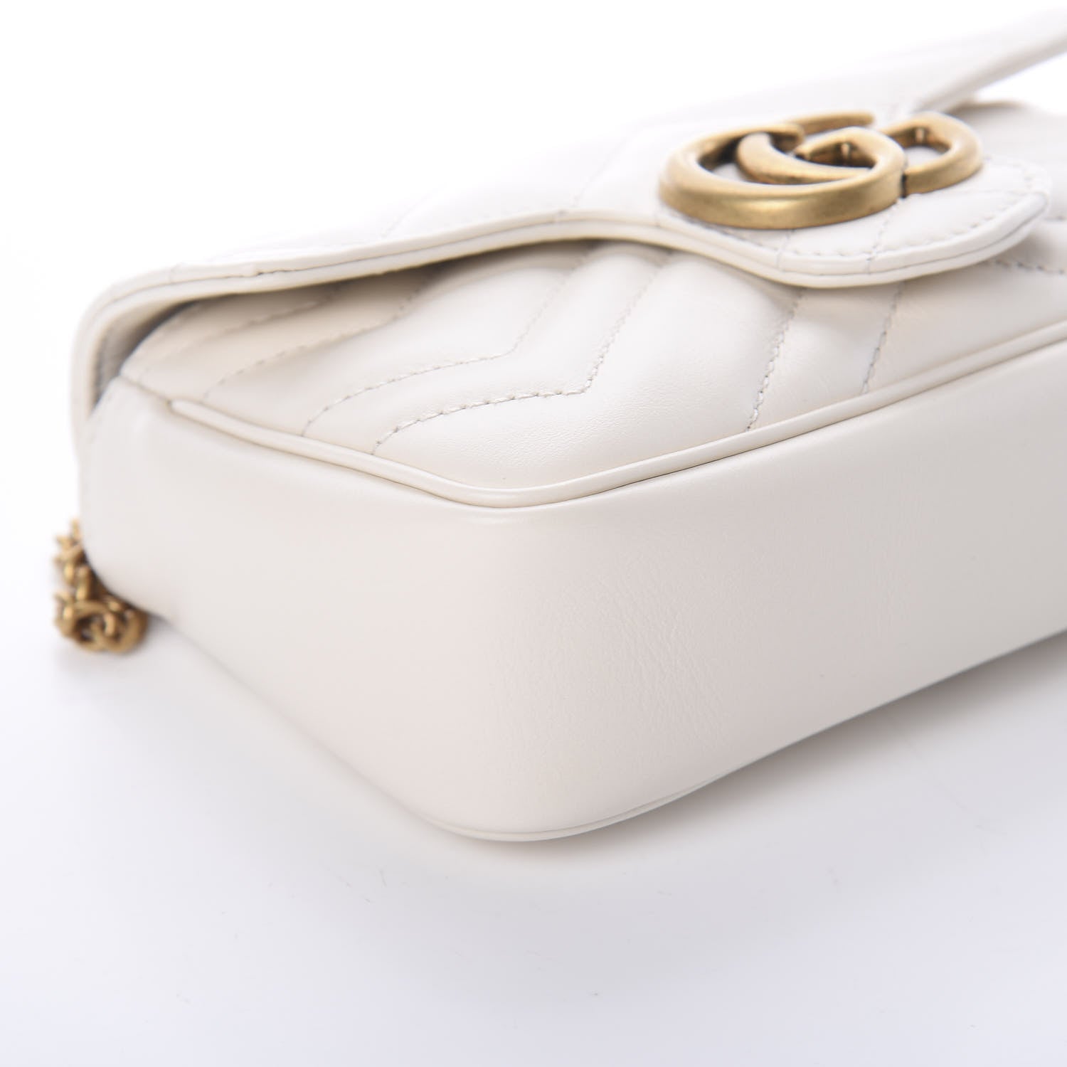 Gucci Calfskin Matelasse Super Mini GG Marmont Shoulder Bag White 6 of 7