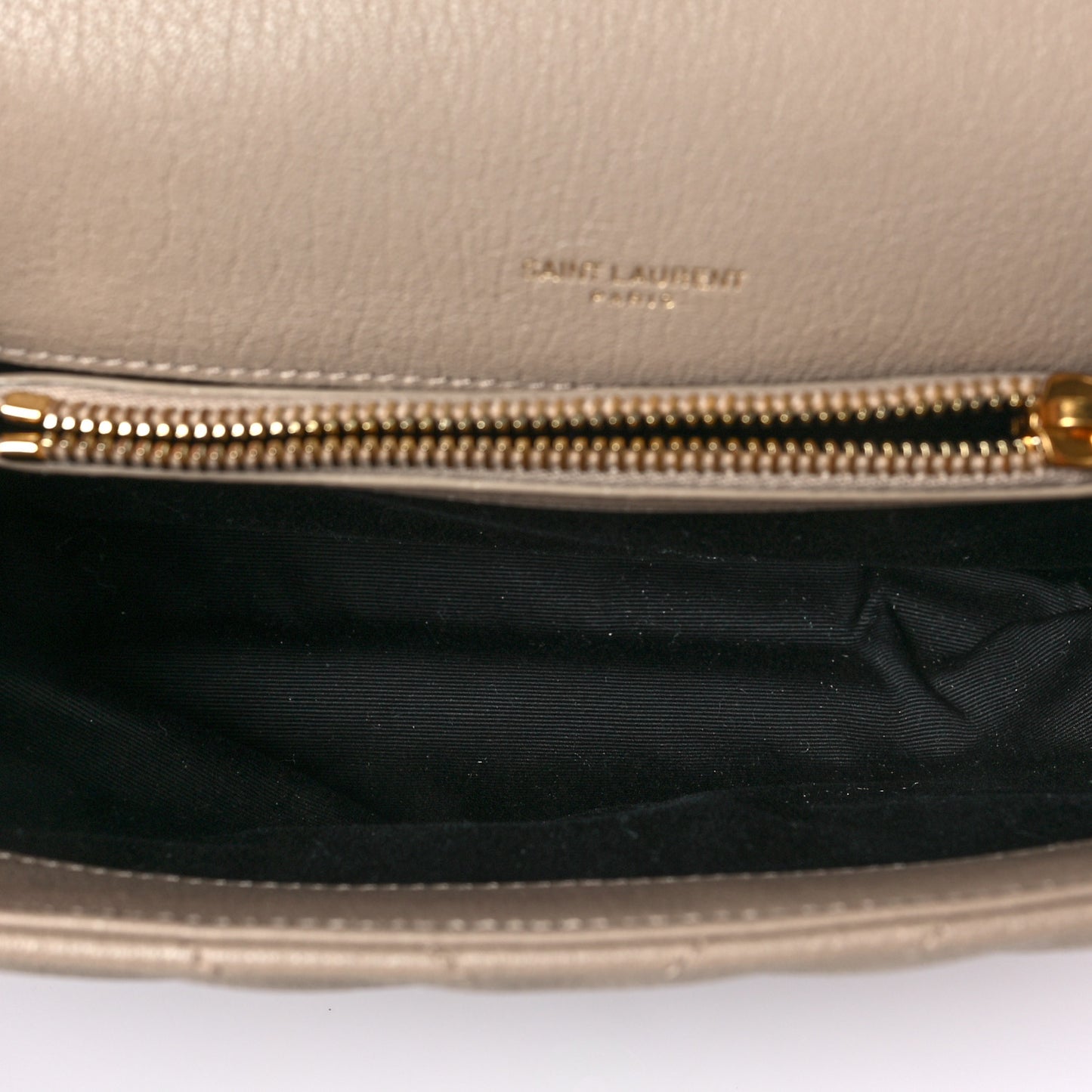 Sheepskin Matelasse Chevron Monogram Medium College Bag Dark Beige