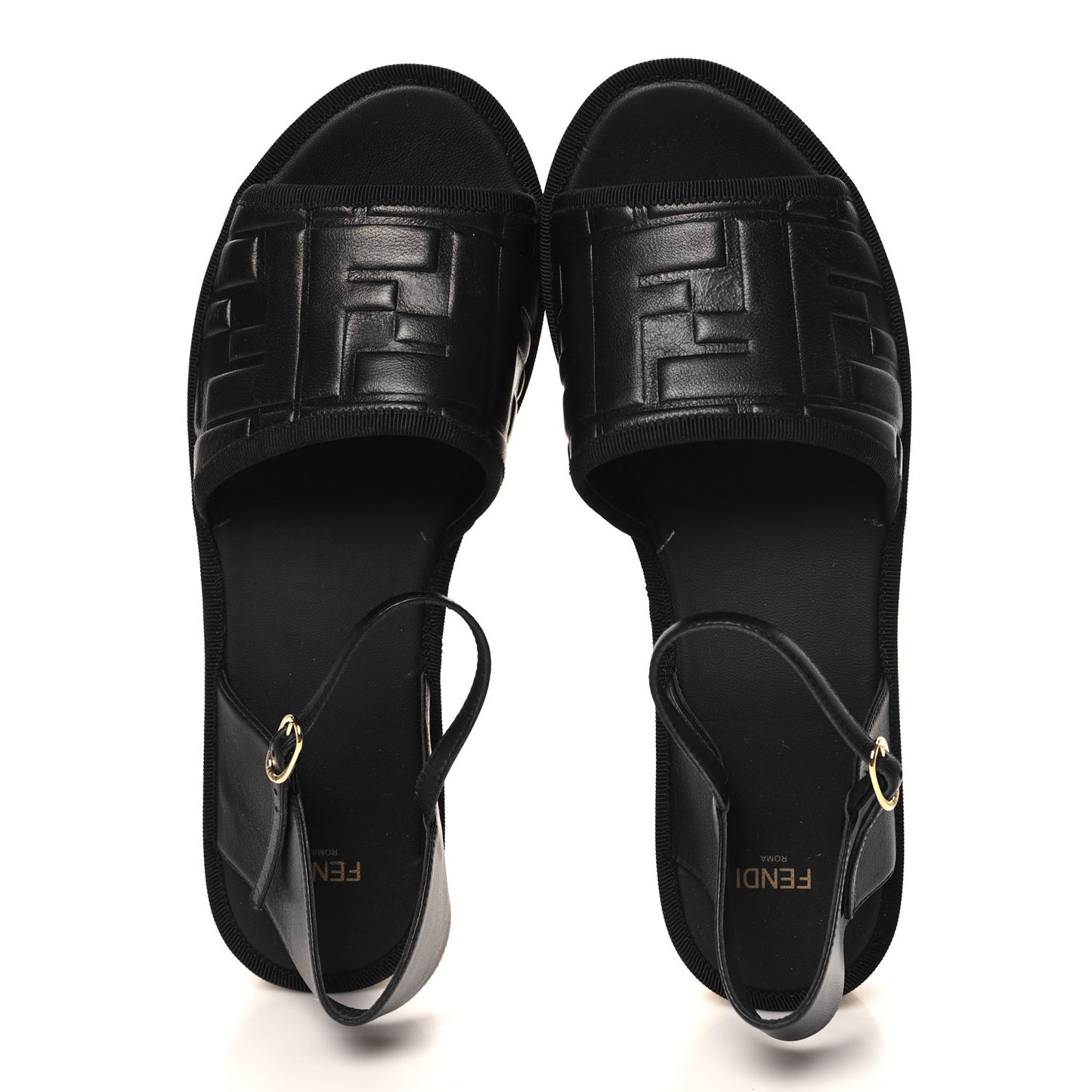 Nappa FF Embossed Espadrille Platform Sandals 40 Black