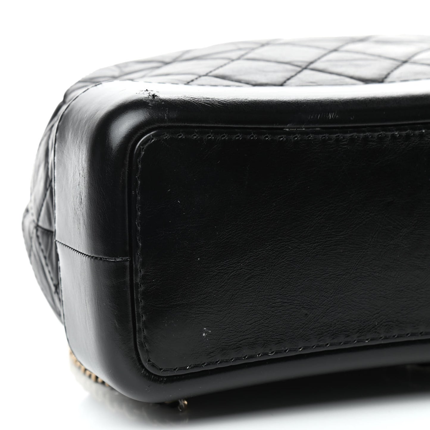 Aged Calfskin Quilted Gabrielle Backpack Black