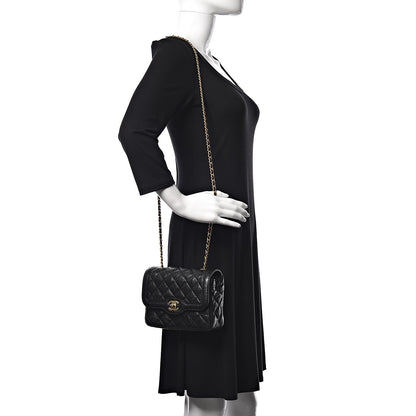 Chanel Crumpled Grained Calfskin Quilted Mini Two Tone Flap Black 2 of 11