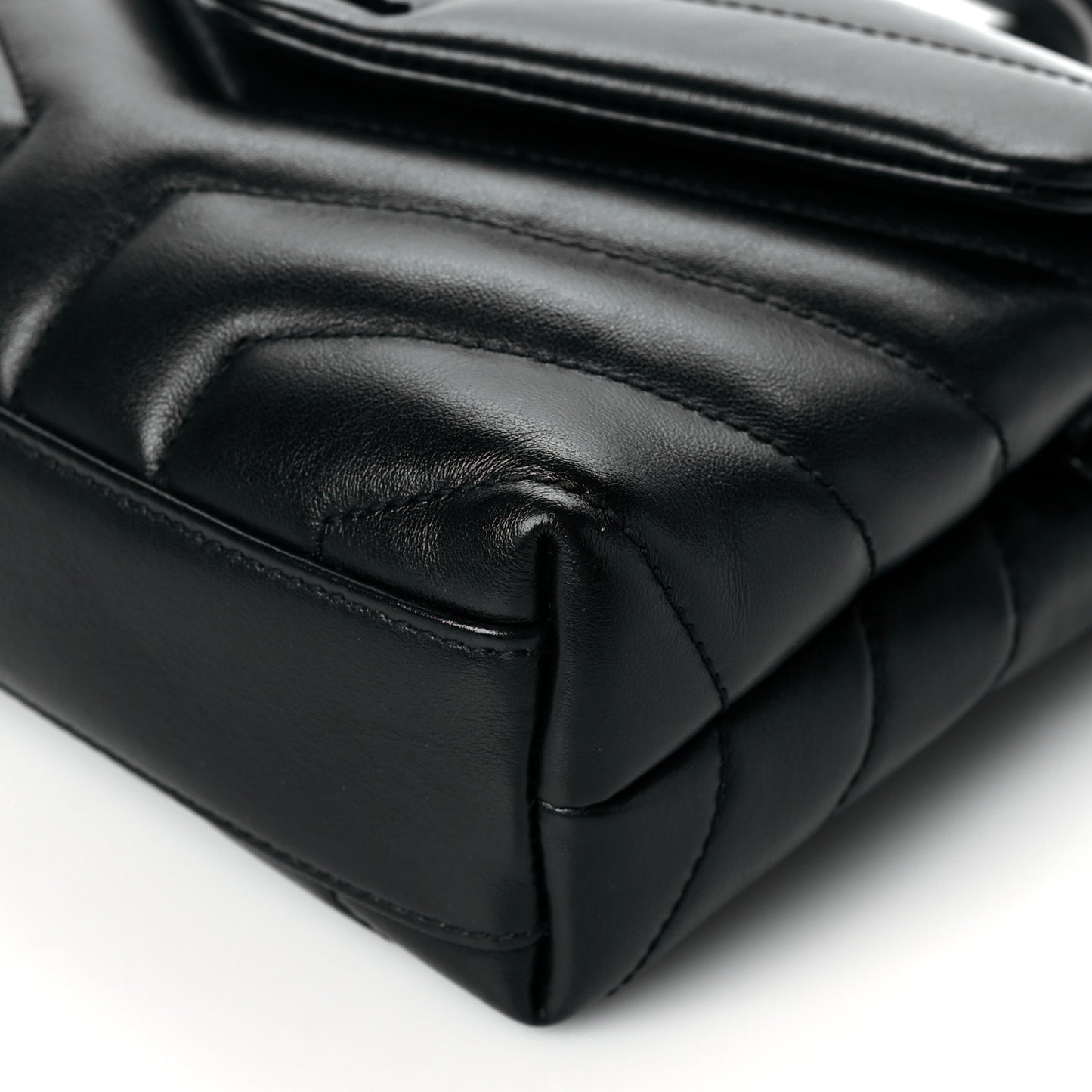 Calfskin Y Quilted Monogram Toy Loulou Crossbody Bag Black