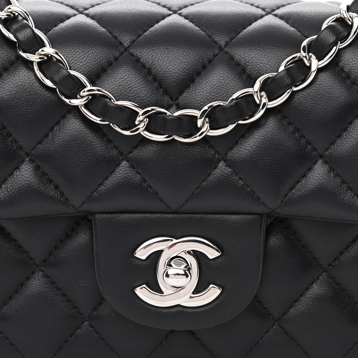 Chanel Lambskin Quilted Mini Rectangular Flap Black 8 of 11