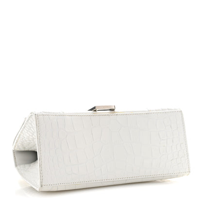 Balenciaga Calfskin Crocodile Embossed Small Hourglass Top Handle Bag White 4 of 15