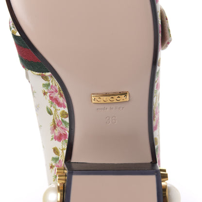 Gucci Calfskin Web Pearl Floral Embellished Peyton Loafer 36 White Multicolor 6 of 9