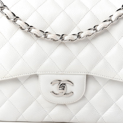 Chanel Caviar Quilted Jumbo Double Flap White 10 of 12