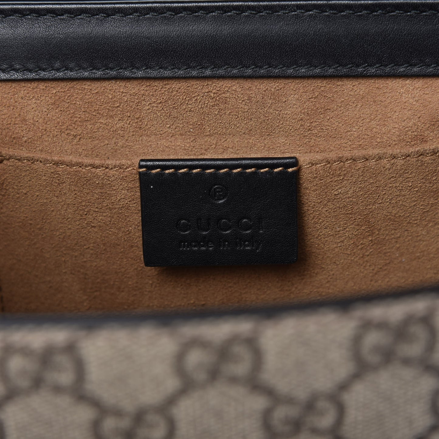 GG Supreme Monogram Calfskin Small Padlock Shoulder Bag Beige Black Cuir