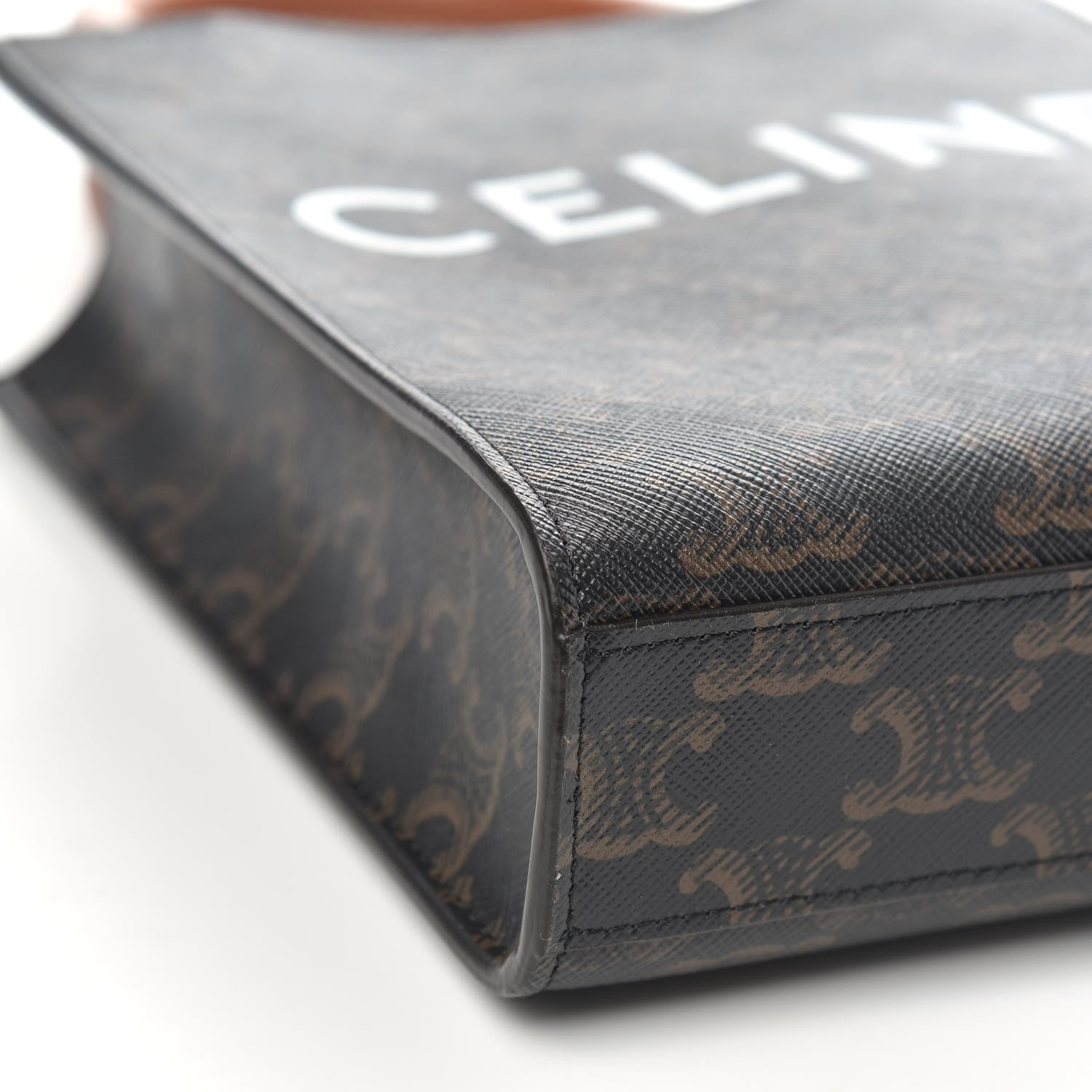 Celine Triomphe Canvas Calfskin Mini Vertical Cabas Tan 7 of 9