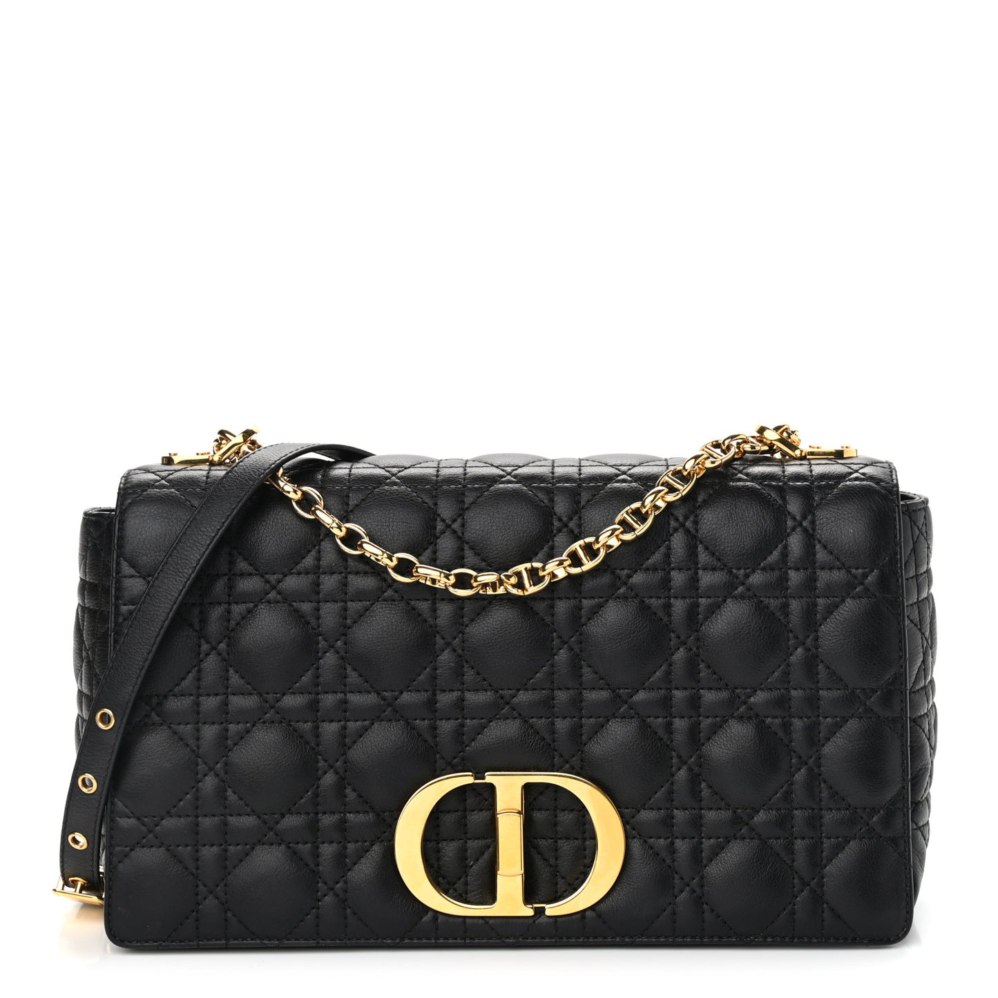 Grained Calfskin Cannage Large Caro Bag Black