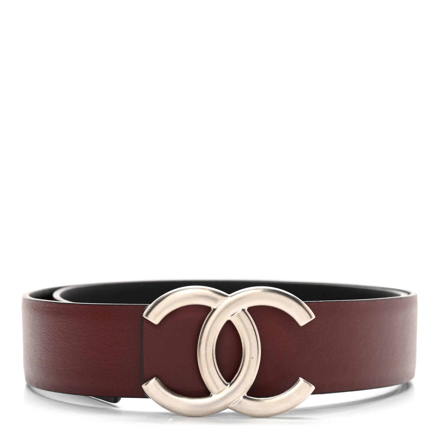 Chanel Calfskin CC Reversible Belt 70 Black Burgundy 2 of 10