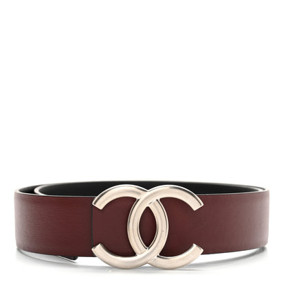 Chanel Calfskin CC Reversible Belt 70 Black Burgundy 2 of 10
