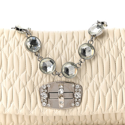 Miu Miu Nappa Matelasse Crystal Flap Clutch White 6 of 8