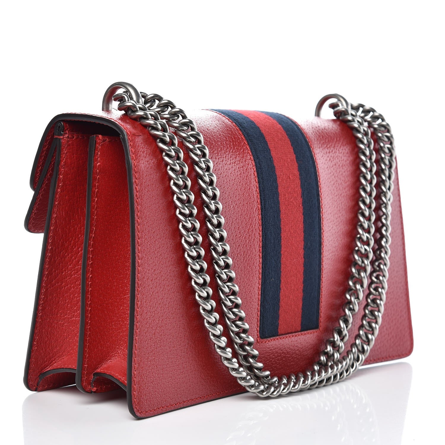 Gucci Calfskin Web Floral Embroidered Small Dionysus Shoulder Bag Hibiscus Red 4 of 8