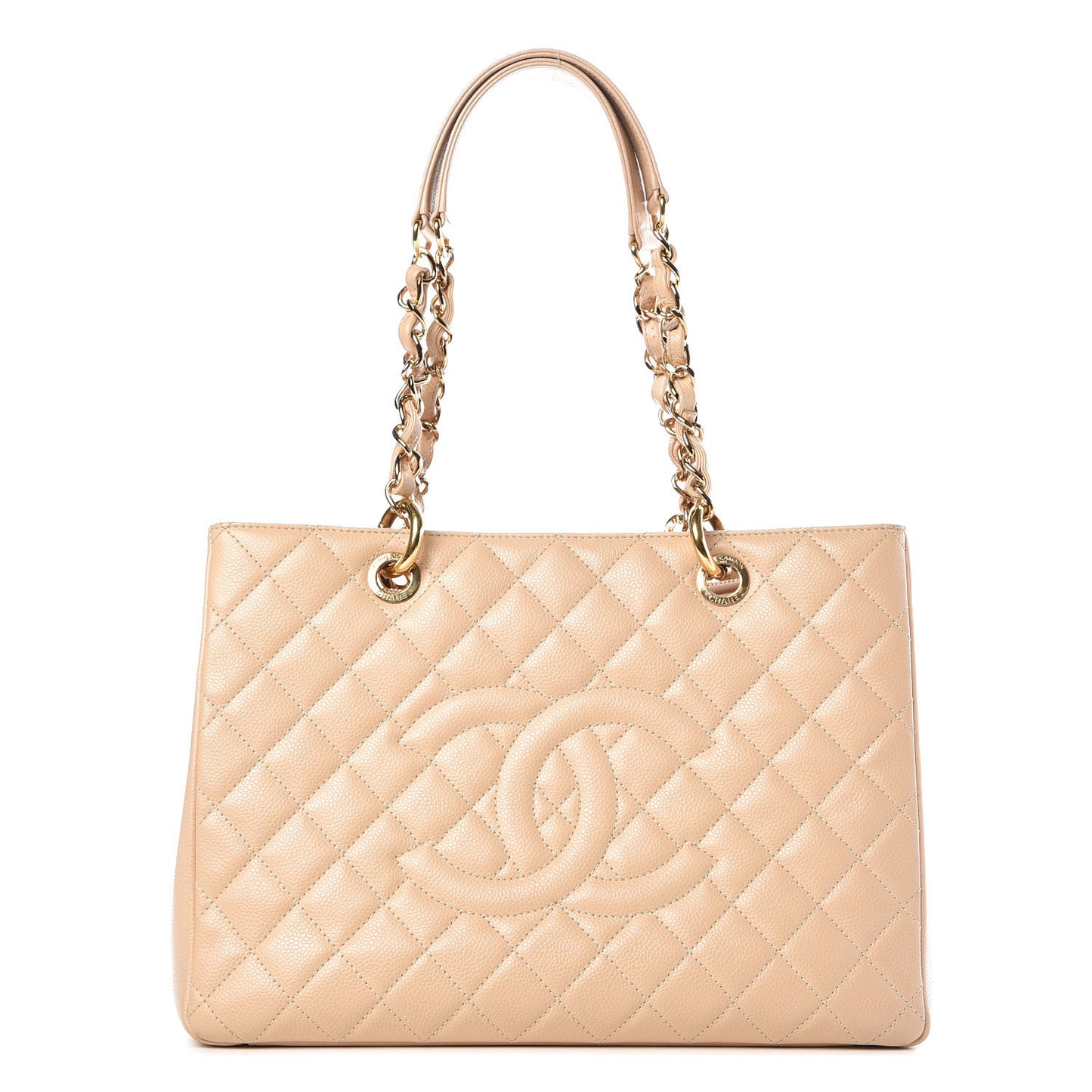 Caviar Quilted Grand Shopping Tote GST Beige Clair