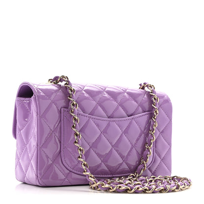 Chanel Patent Quilted Mini Rectangular Flap Purple 3 of 11