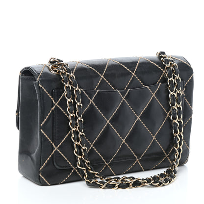 Chanel Calfskin Quilted Contrast Stitch Medium Flap Black 3 of 10
