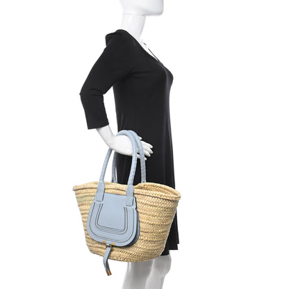 Chloe Raffia Small Grain Calfskin Medium Marcie Basket Shady Blue 2 of 9