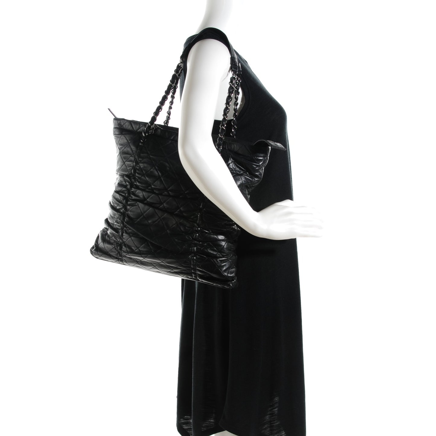 Lambskin Sharpei Shopping Tote Black