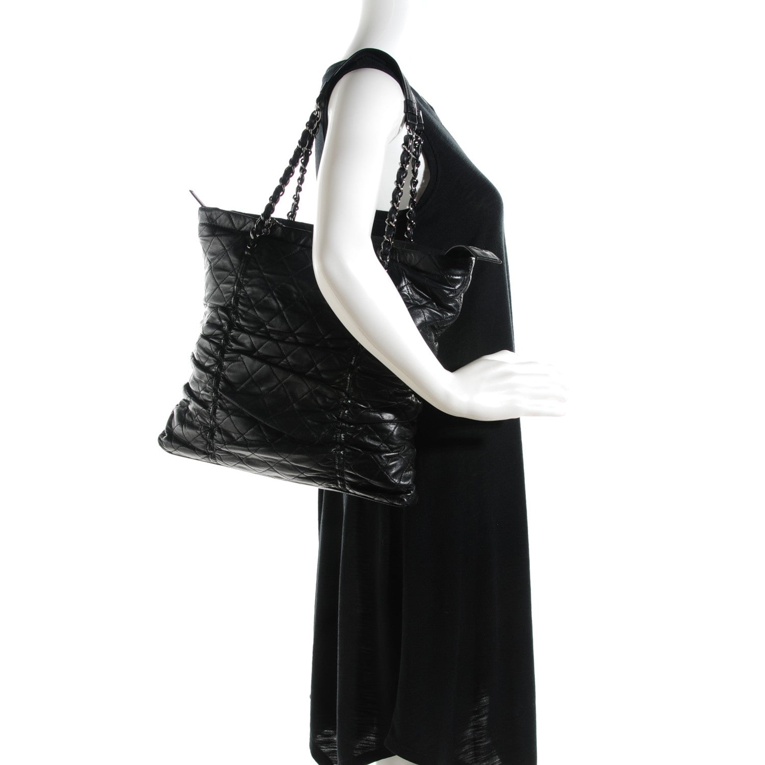 Chanel Lambskin Sharpei Shopping Tote Black 2 of 7