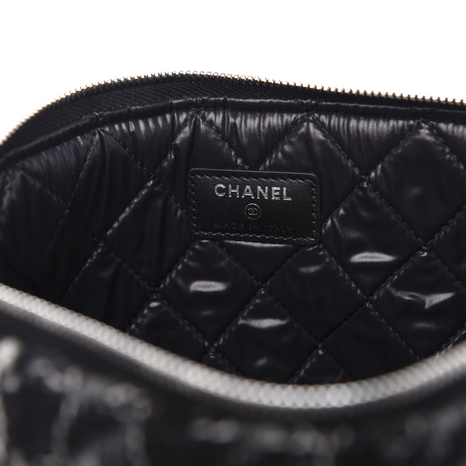 Chanel Caviar Tweed Quilted Medium Cosmetic Pouch Black 8 of 10