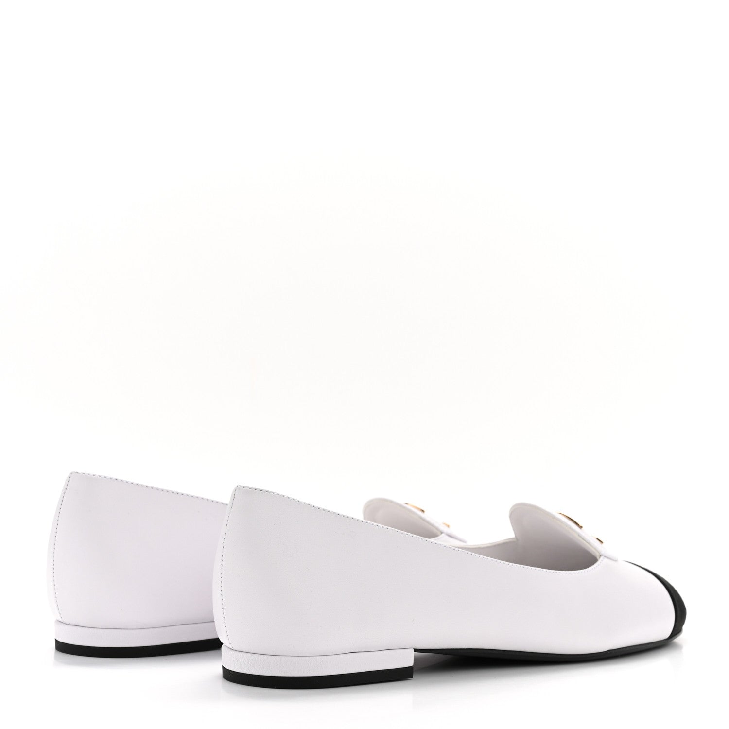 Chanel Calfskin Grosgrain Cap Toe CC Moccasin Loafers 40 White Black 10 of 22
