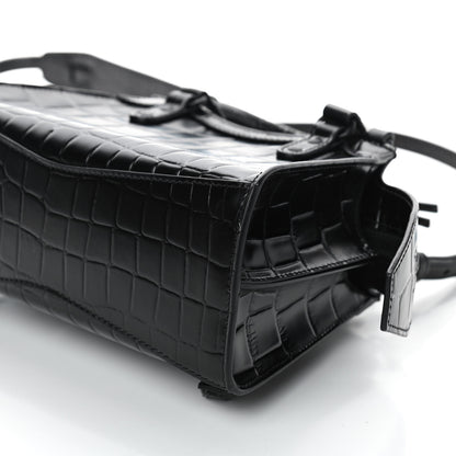 Balenciaga Semi Shiny Calfskin Crocodile Embossed Neo Classic Black Hardware Mini City Black 10 of 10