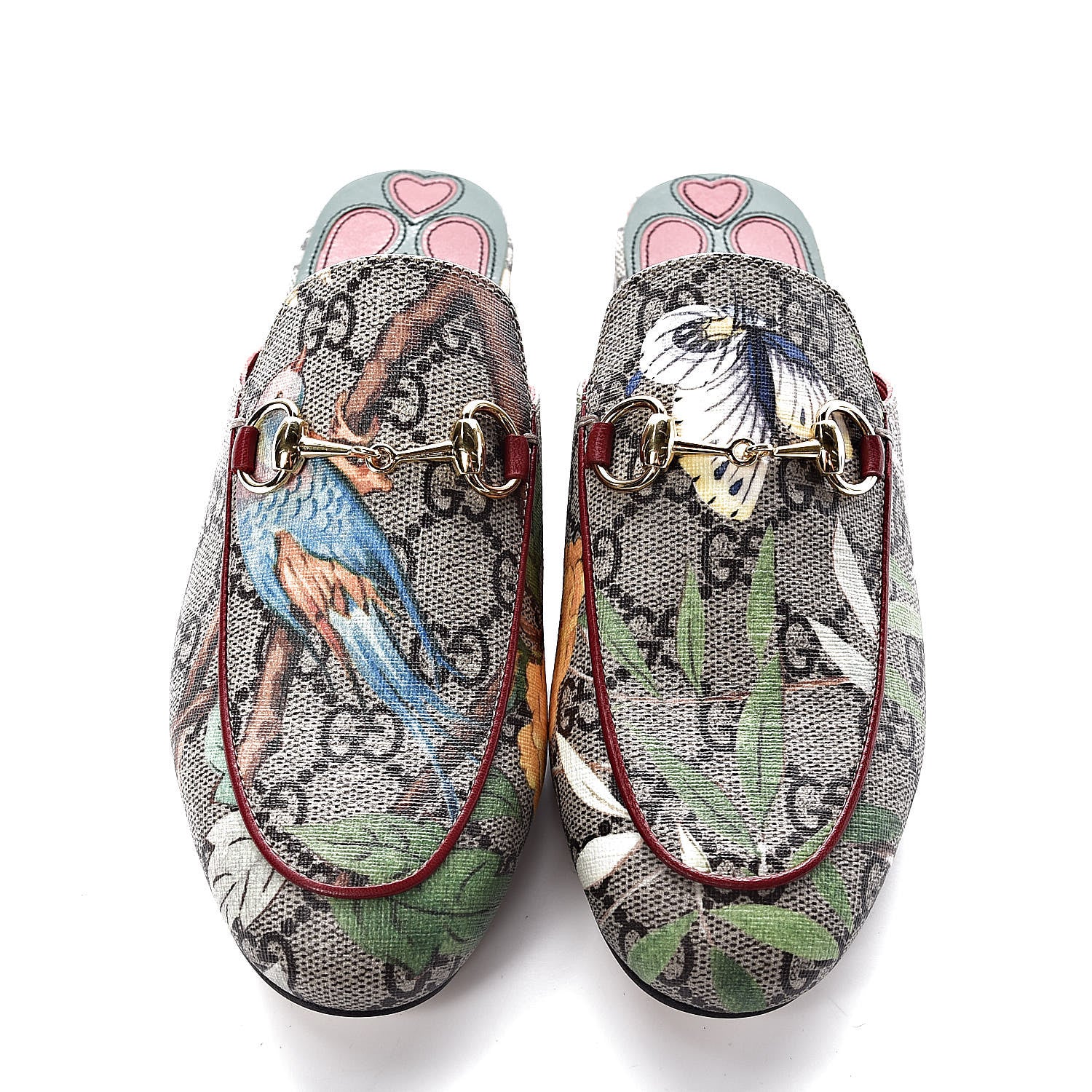 Gucci GG Supreme Monogram Tian Womens Princetown Slippers 34 Beige Ebony Multicolor 5 of 9