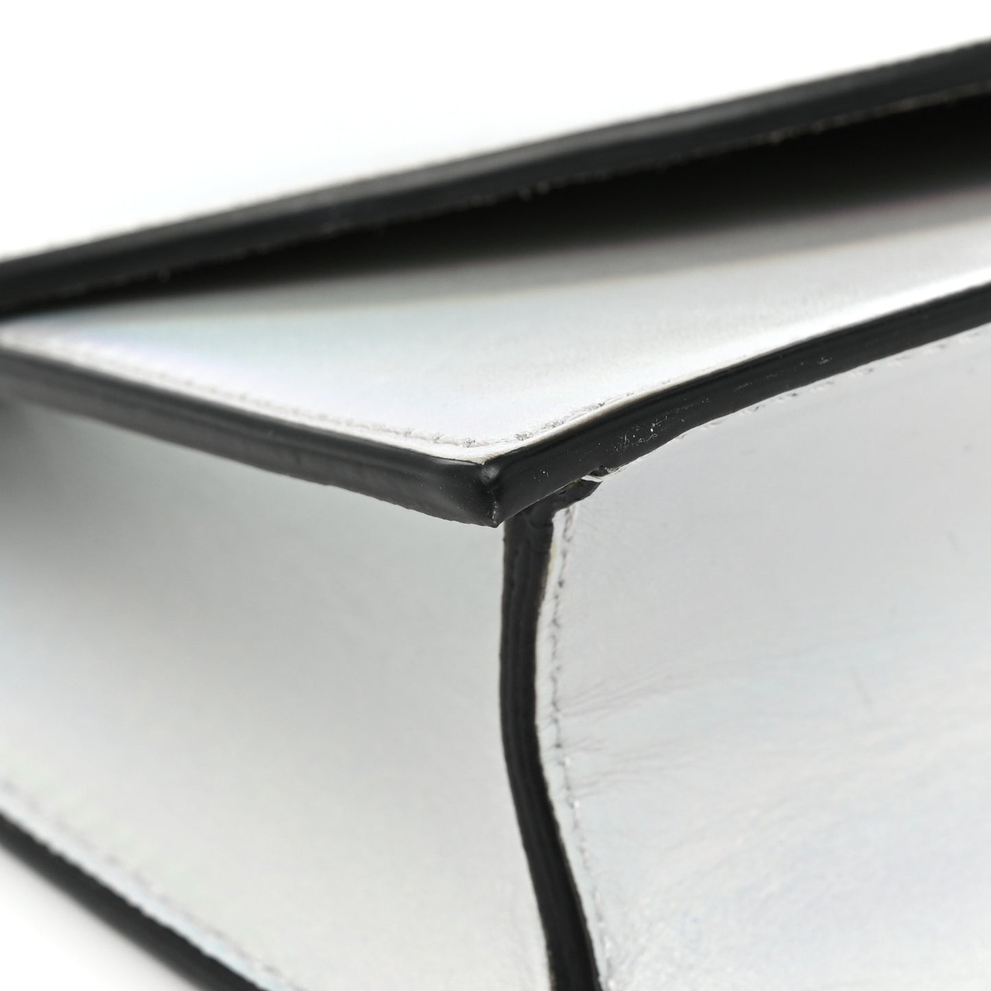 Iridescent Calfskin Loubi54 Crossbody Clutch Silver