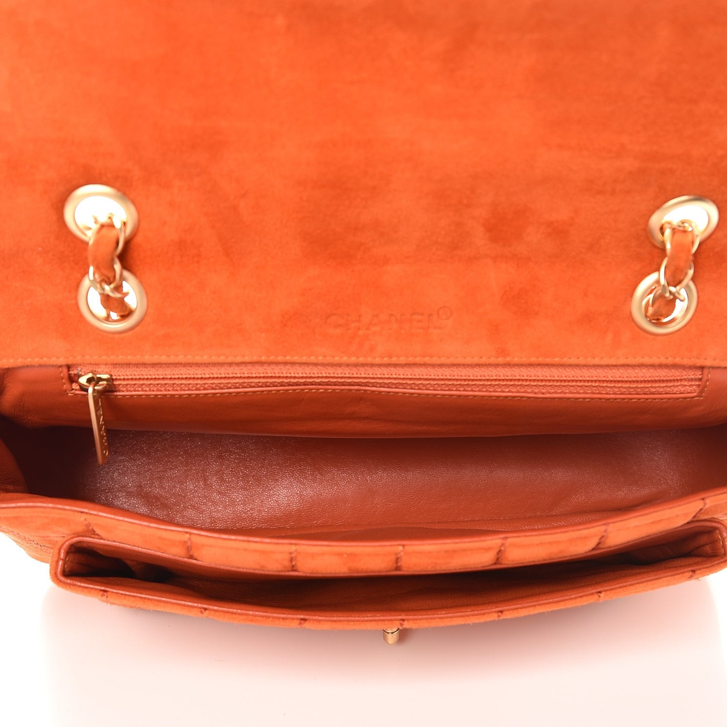 Suede Square Quilted Flap Orange