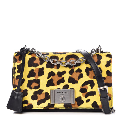 Prada Nylon Calf Hair Leopard Print Crossbody Bag Black Sole 1 of 7