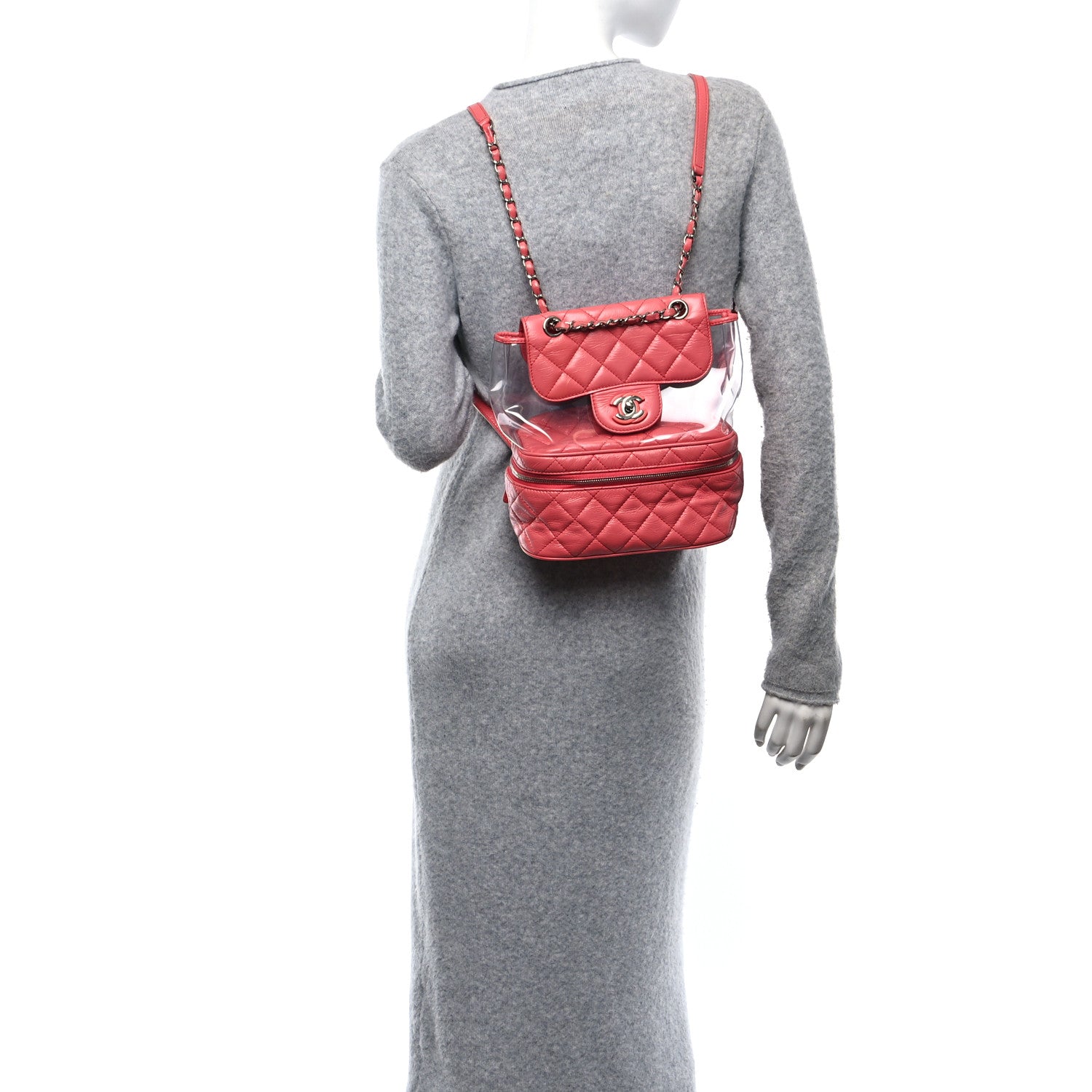 Chanel Crumpled Calfskin PVC Quilted Backpack Pink 2 of 12