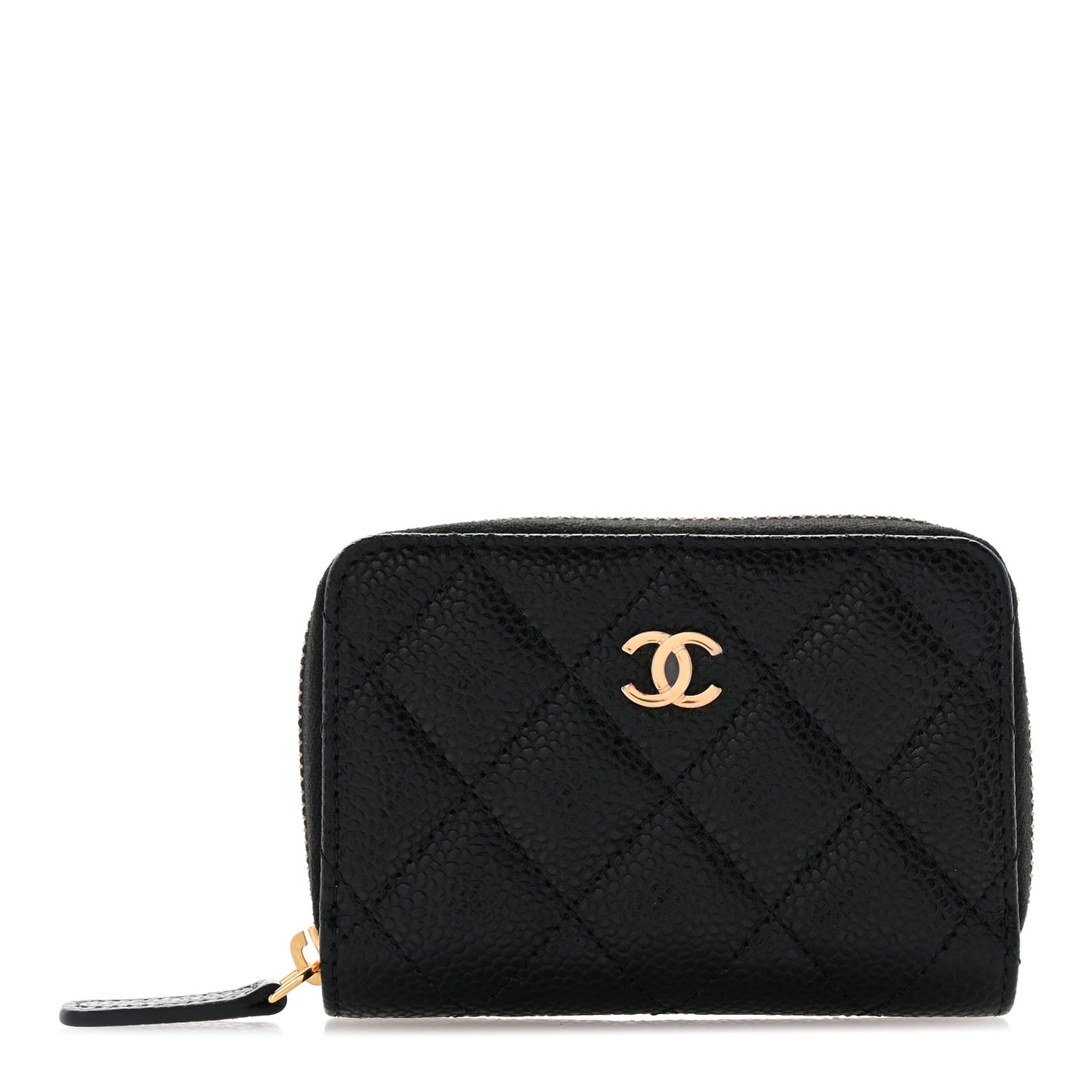Caviar Quilted Zip Coin Purse Black