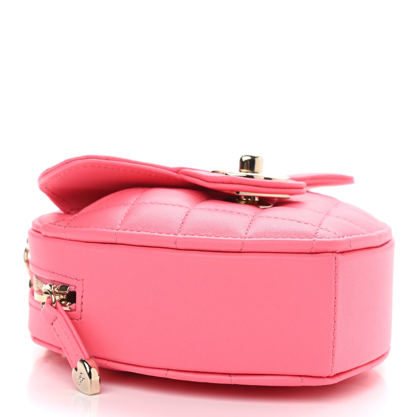 Lambskin Quilted CC In Love Heart Clutch With Chain Pink