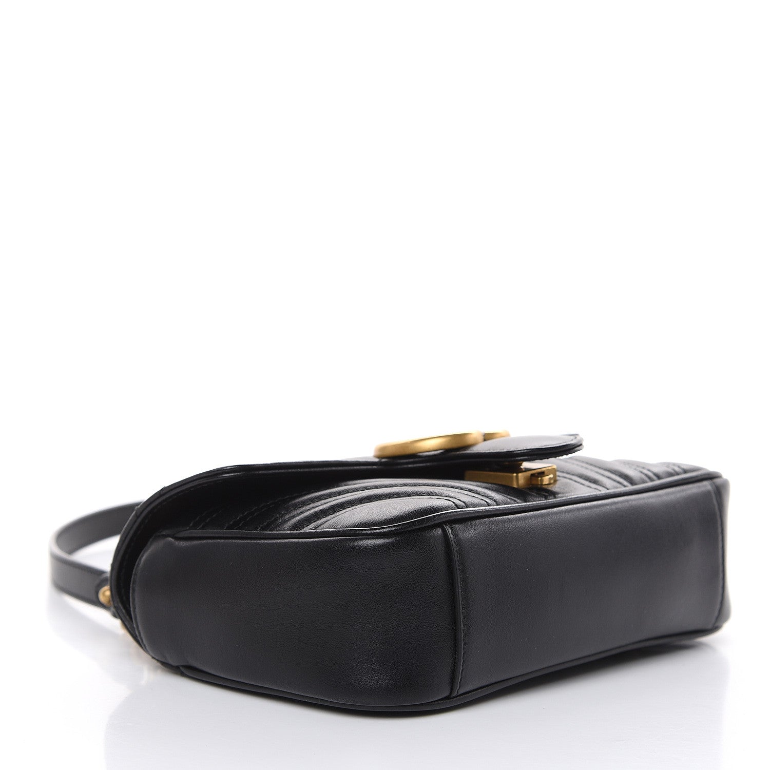 Gucci Calfskin Matelasse Mini GG Marmont Shoulder Bag Black 4 of 9