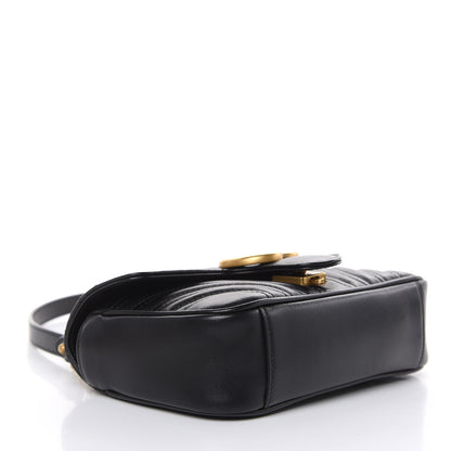 Gucci Calfskin Matelasse Mini GG Marmont Shoulder Bag Black 4 of 9