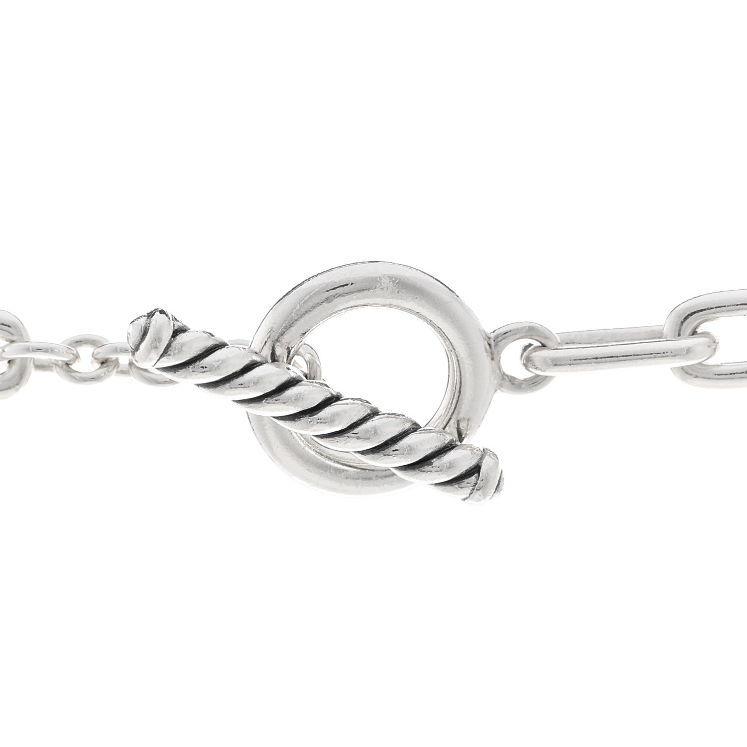 David Yurman Sterling Silver Diamond Wellesley Long Chain Link Necklace 4 of 5