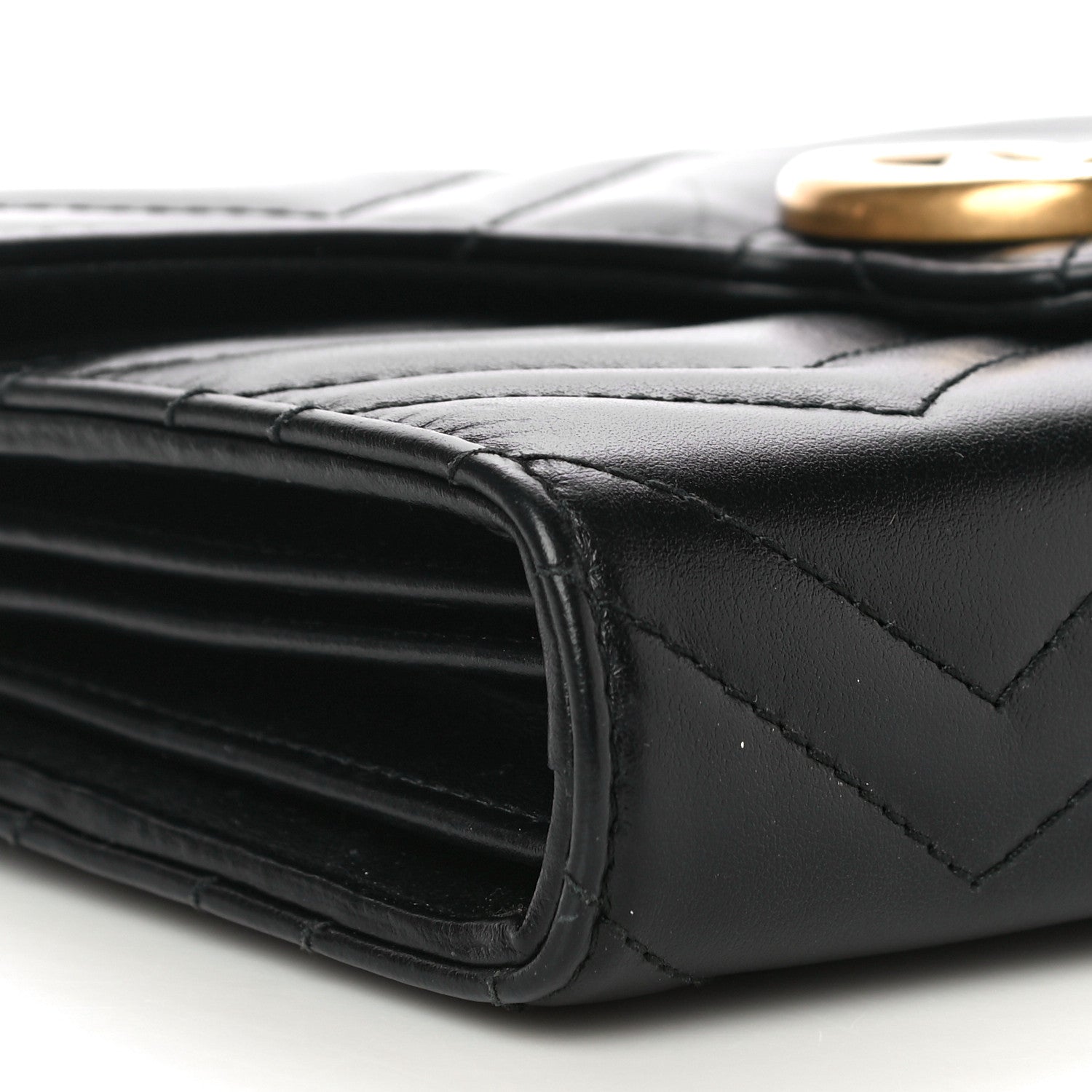 Gucci Calfskin Matelasse GG Marmont Chain Wallet Black 8 of 19