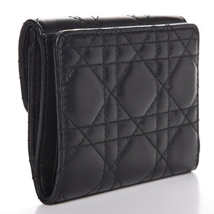 Christian Dior Lambskin Cannage Dioraddict Flap Wallet Black 3 of 8