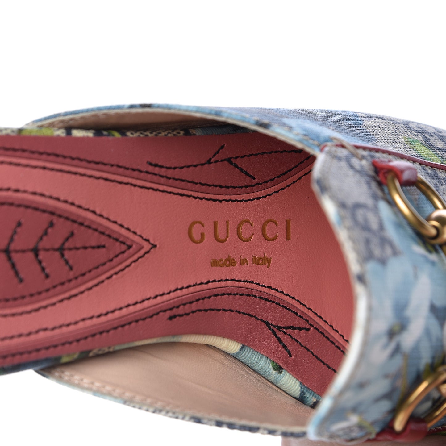 GG Supreme Monogram Blooms Womens Princetown Slippers 34 Beige Blue Navy Hibiscus Red
